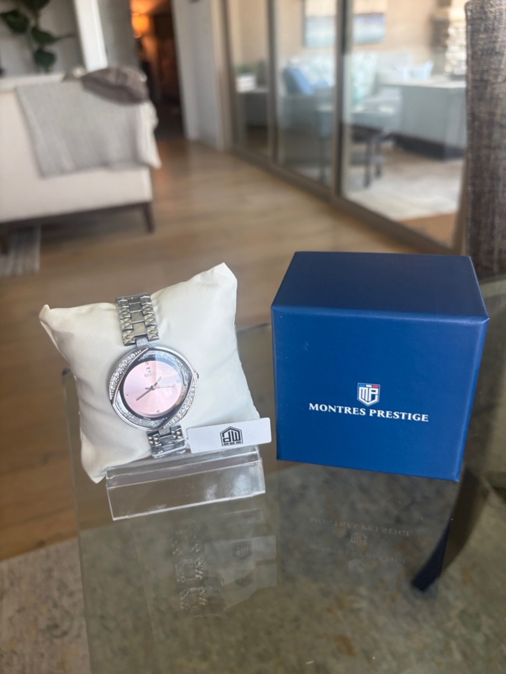 Montres Prestige Silver Watch with Pink Dial nwt